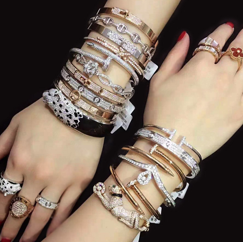 Custom made real 18k gold cartier jewelry